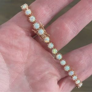 Rose Gold & created Opal bracelet